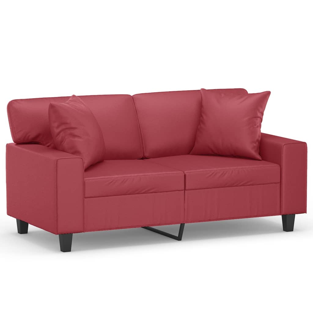 2-Sitzer-Sofa mit Zierkissen Creme 120 cm Kunstleder