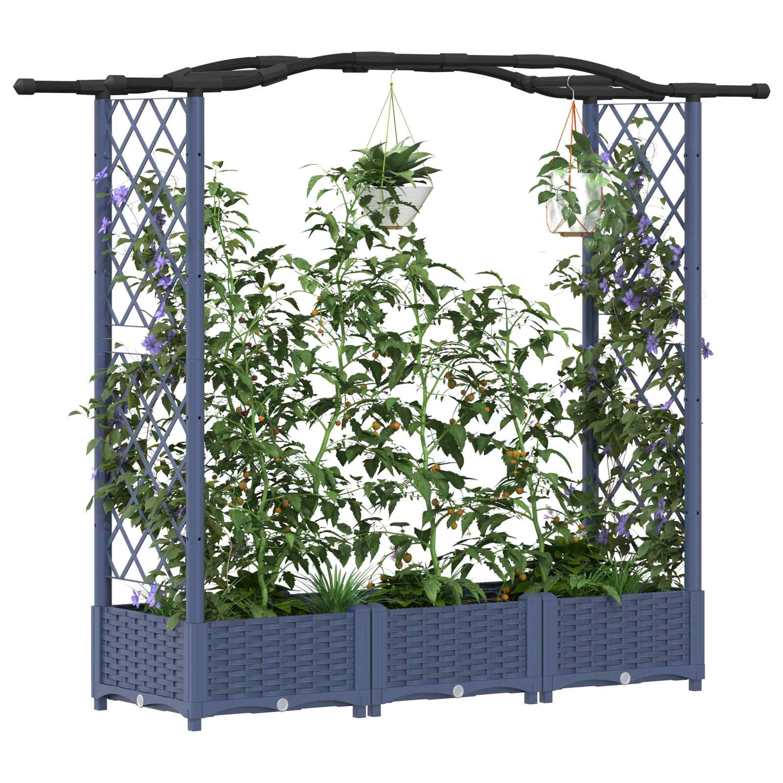 Hochbeet mit Rankgitter und Dach Braun 124 x 40 x 123 cm PP