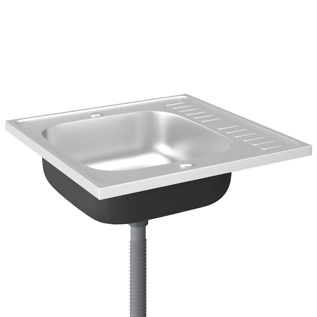 Spüle mit Abtropffläche Set Silbern 600x500x155 mm Edelstahl