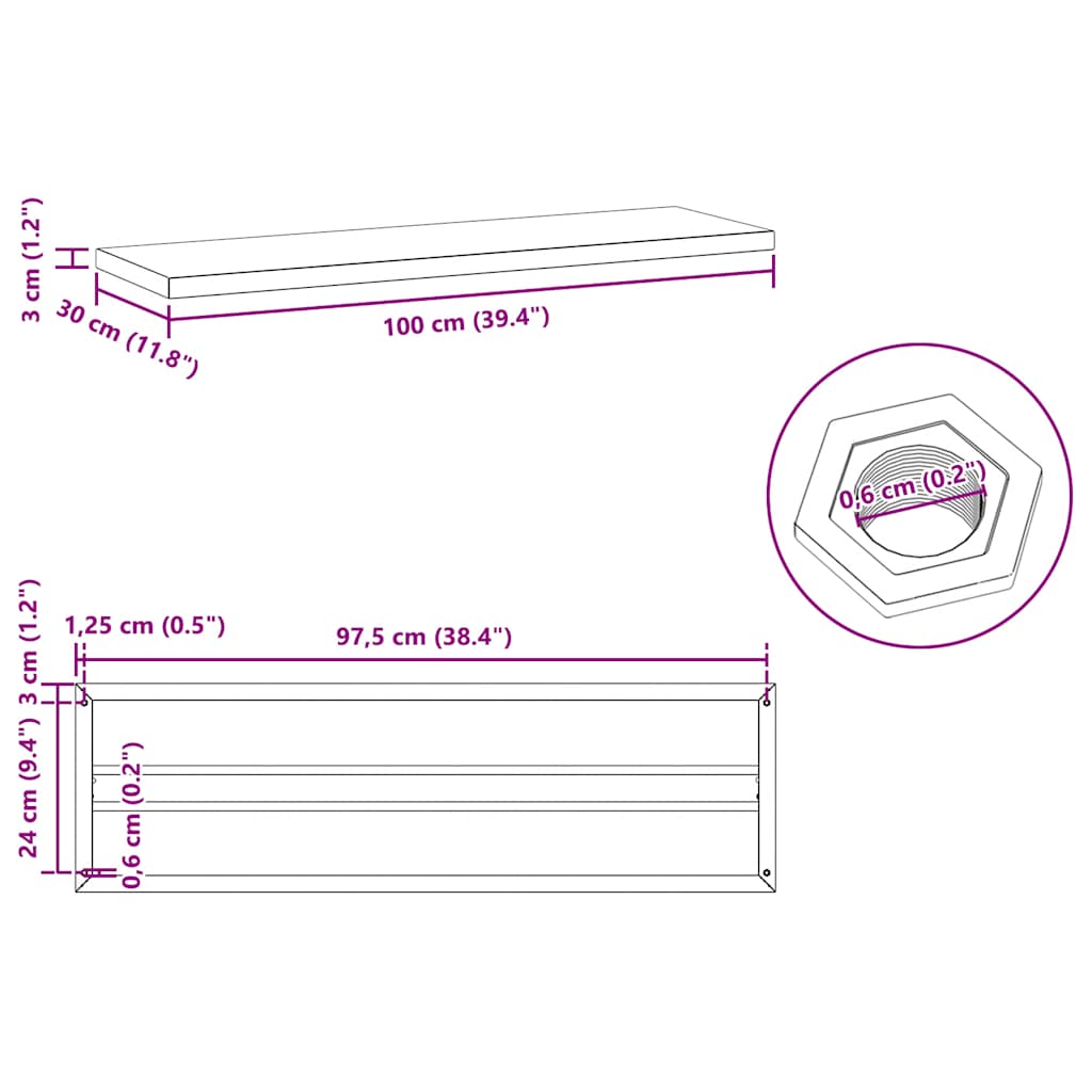 Wandregale 2 Stk. 100x40 cm Silbern Edelstahl