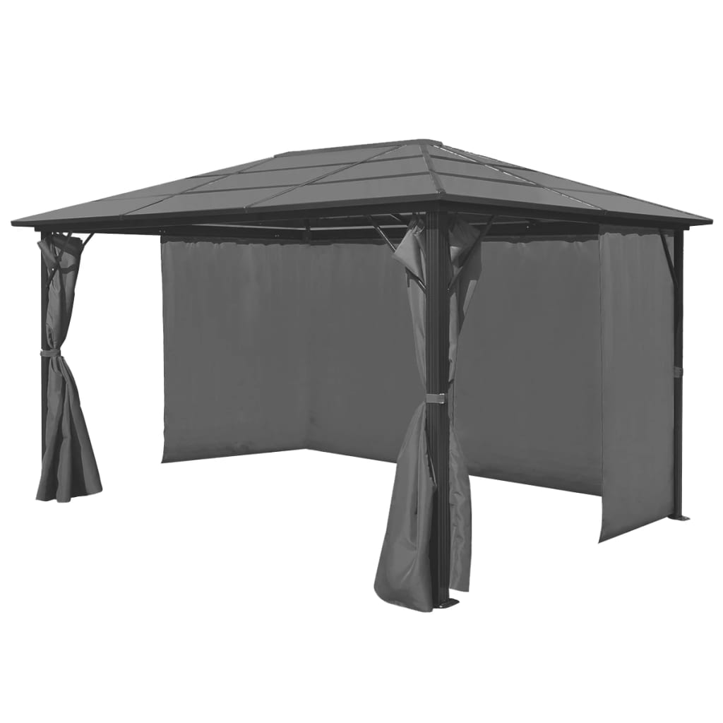 Pavillon mit Vorhängen Anthrazit Aluminium 300 x 300 cm