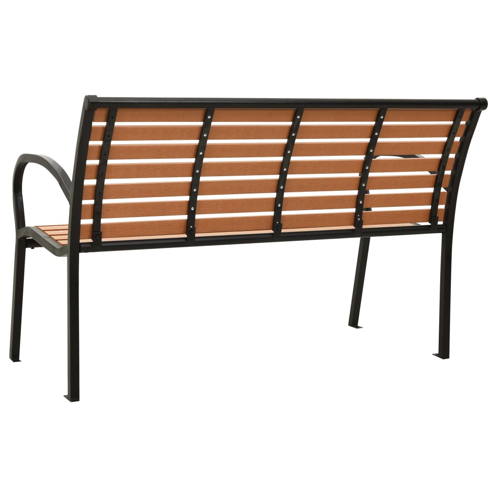 Gartenbank Schwarz 116 cm Stahl und WPC