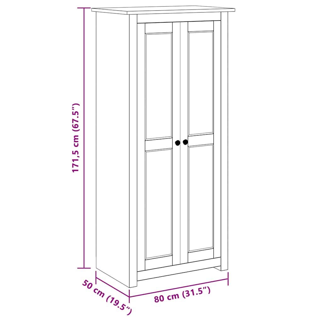 Kleiderschrank 3-Türig 118×50×171,5 cm Kiefer Panama Serie