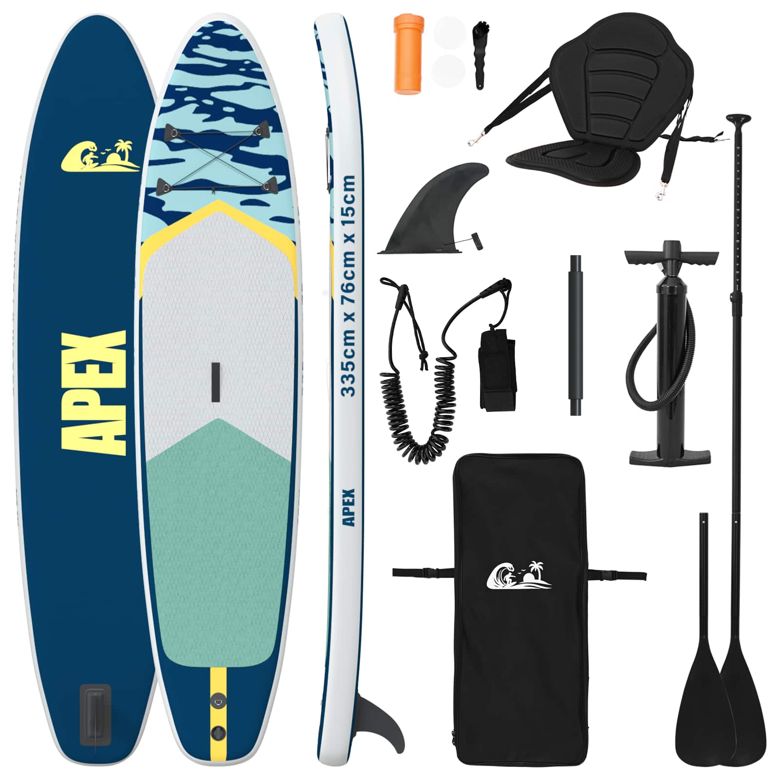 SUP Board mit Sitz 2-in-1 POSEIDON 305 x 76 x 15 cm Grün für