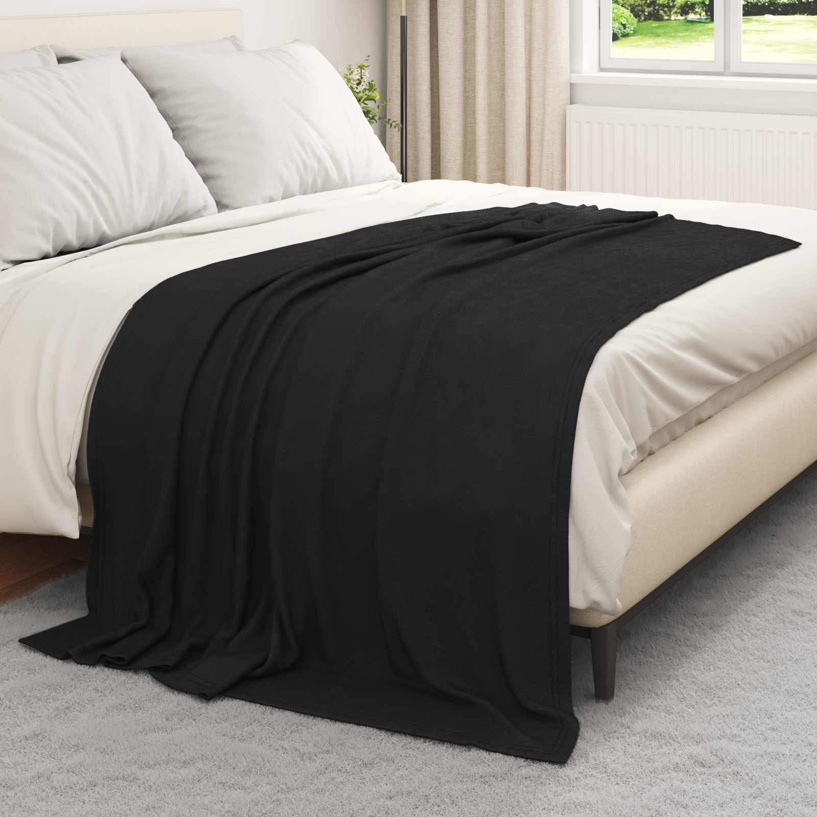 Überwurfdecke Beige 170 x 130 cm Fleece
