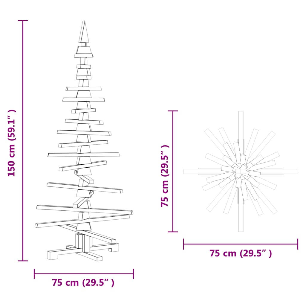 Weihnachtsbaum Holz zum Schmücken 60 cm Massivholz Kiefer