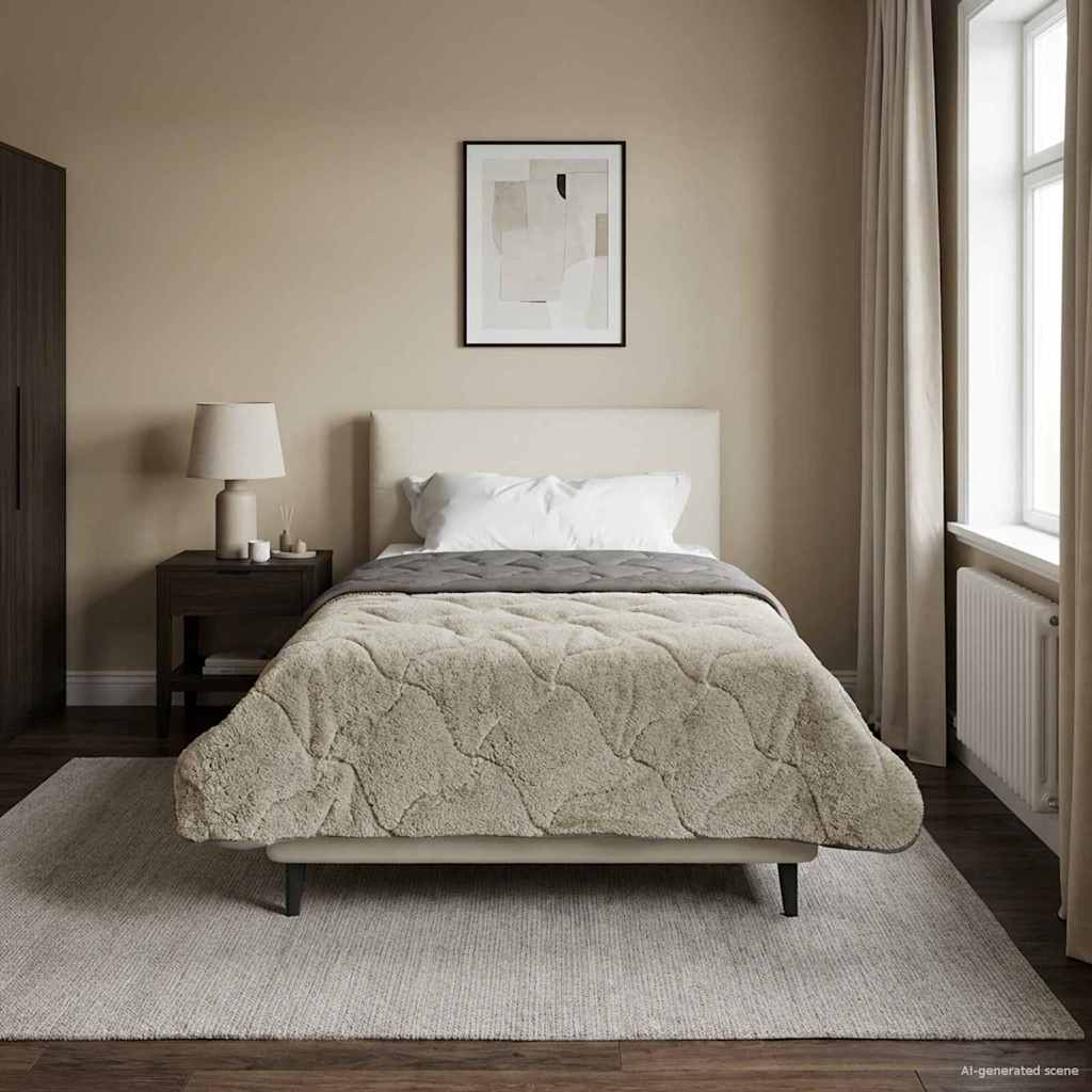 Sommerdecke Anthrazit 135 x 200 cm Mikrofaser und Teddy-Fleece