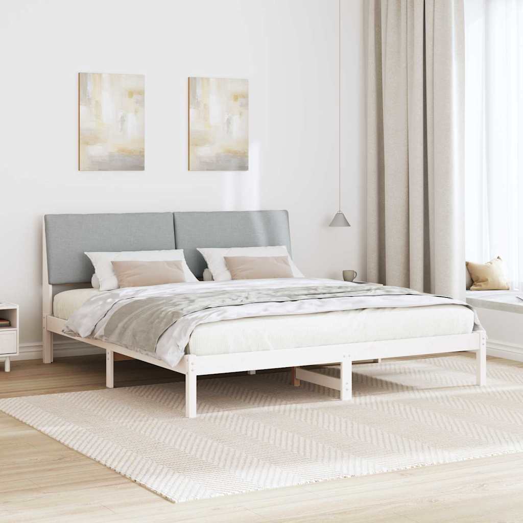 Bettgestell Braun und hellgrau 200 x 200 cm Massivholz Kiefer