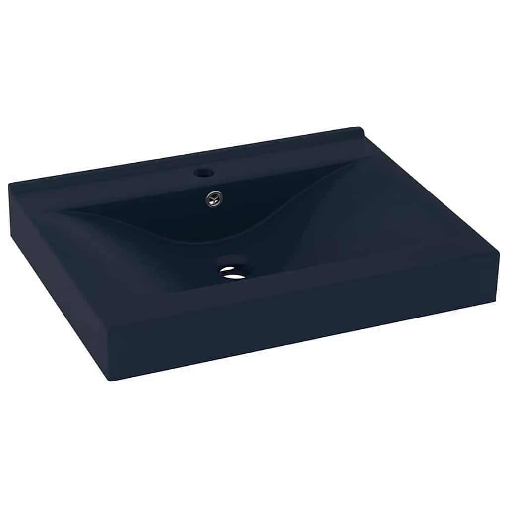 Luxus-Waschbecken mit Hahnloch Matt-Weiß 60x46 cm Keramik