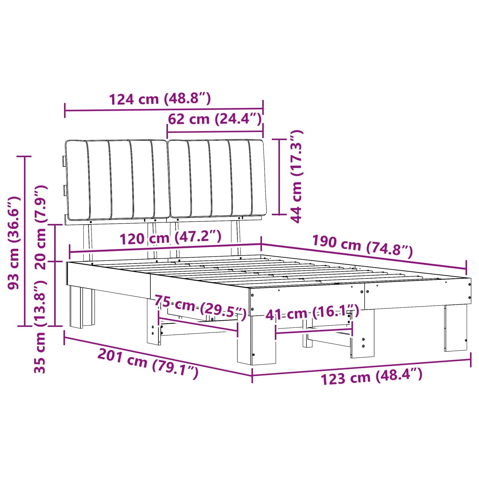 Bettgestell mit gepolstertem Kopfteil Hellgrau 200 x 200 cm