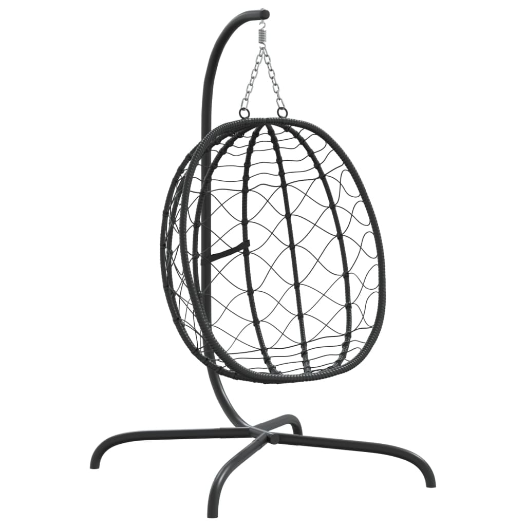 Hängesessel mit Kissen Taupe Poly Rattan & Stahl