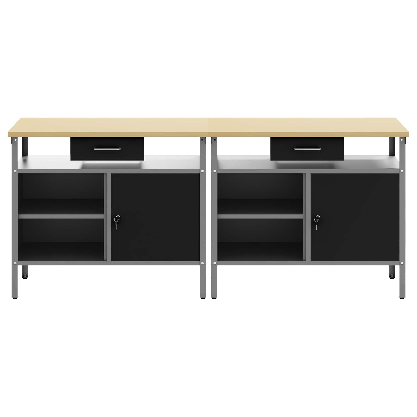 Werkbank-Set mit Schubladen 2 pcs Rot und Grau 200 x 55 x 85 cm
