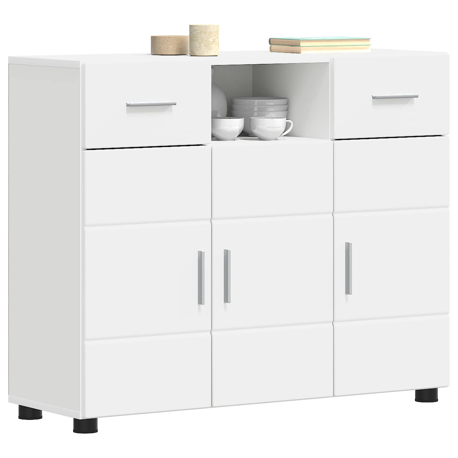 Highboard mit Regal FLORIN Weiß 60 x 35 x 182 cm Holzwerkstoff