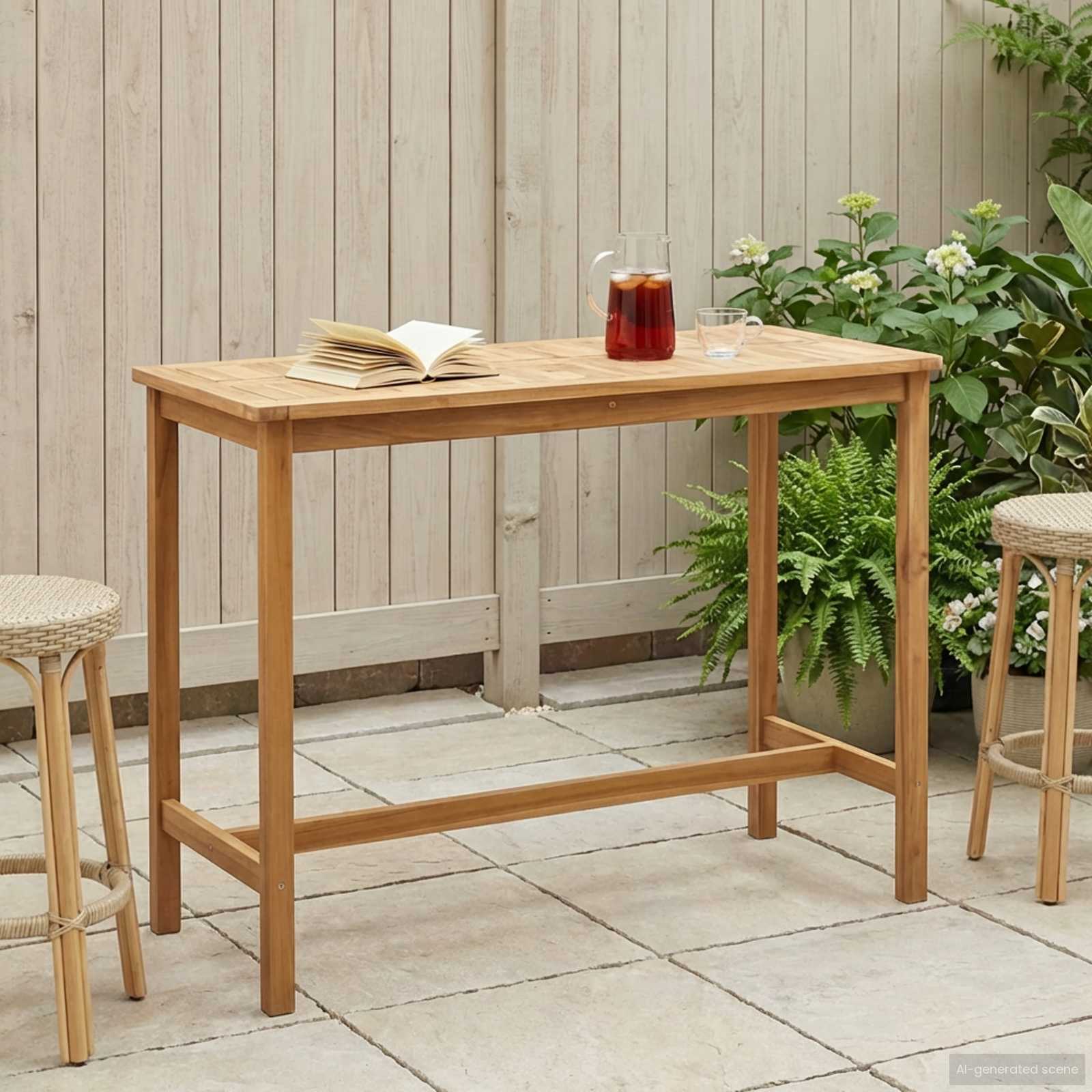 Bartisch Natur 60 x 60 x 105 cm Massiv-Teak