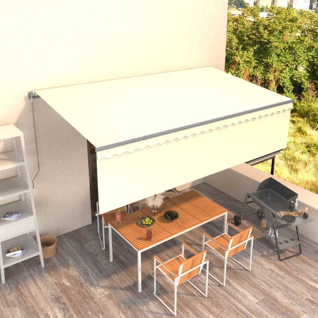 Markise Manuell Einziehbar mit Rollo 3x2,5 m Creme