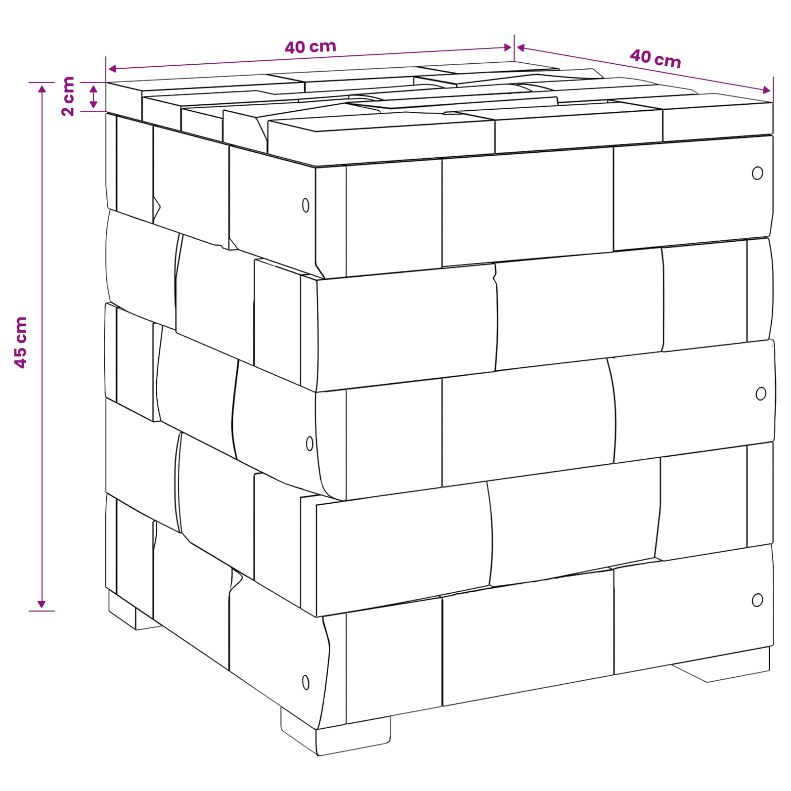 Aufbewahrungshocker Braun 40 x 40 x 45 cm Massives Teakholz
