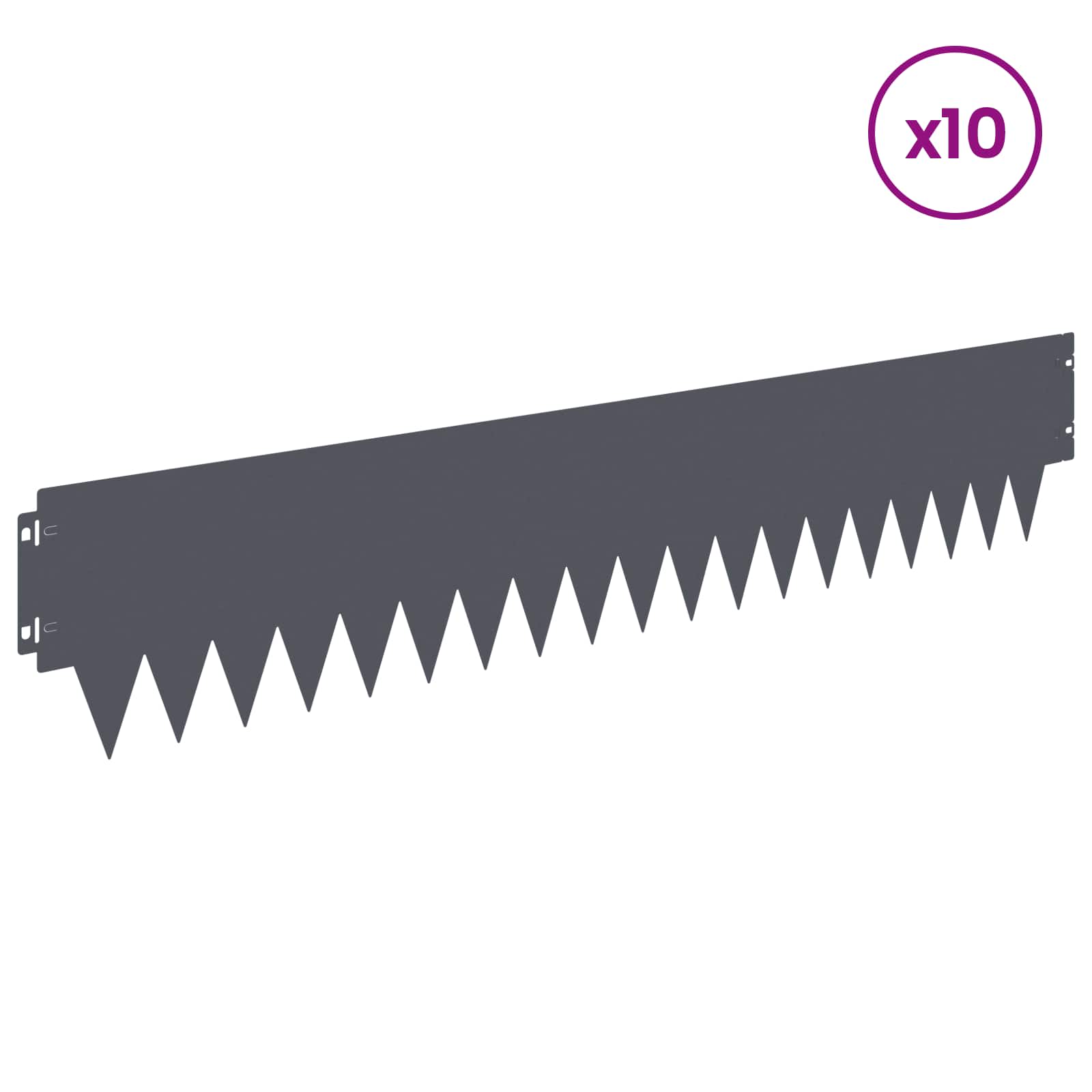 Raseneinfassung 10 pcs Länge Höhe 103 x 15 cm Stahl Schwarz