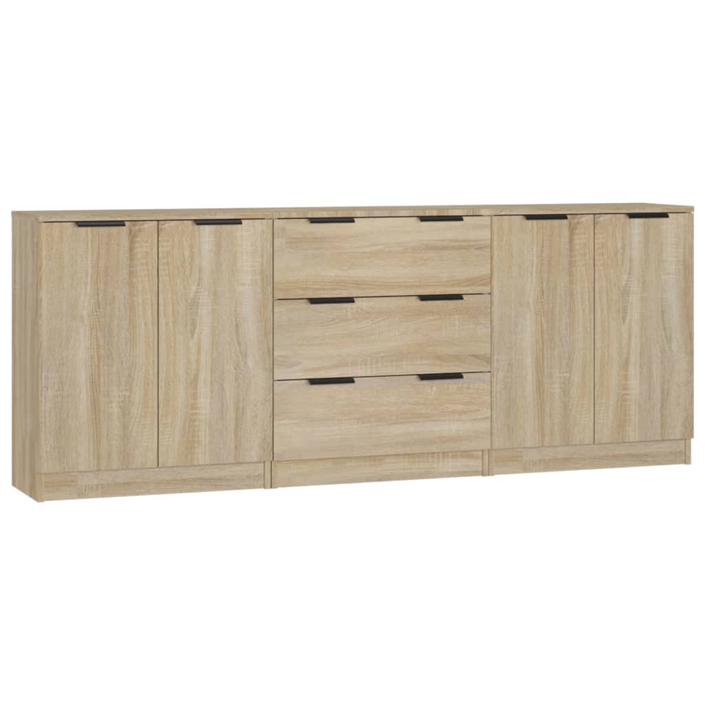 3-tlg. Sideboards Weiß Holzwerkstoff