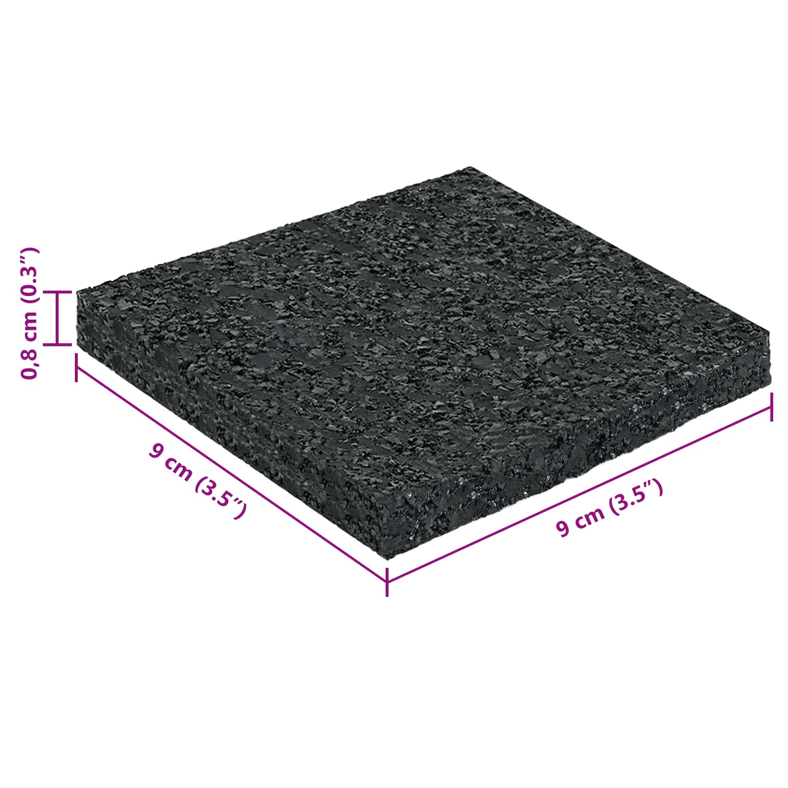 Gummigranulat-Patiopad Schwarz 6 x 9 x 0,3 cm Gummi