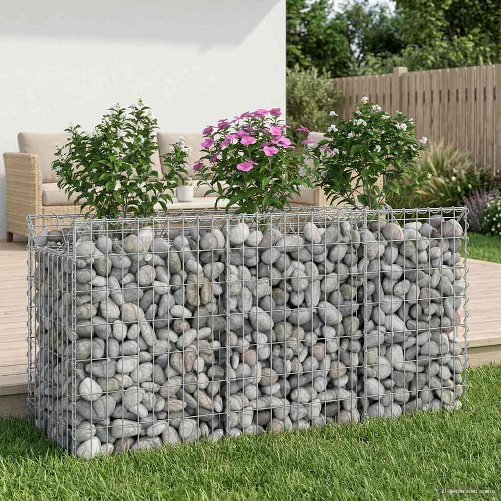 Gabionen-Hochbeet 2 pcs Silber