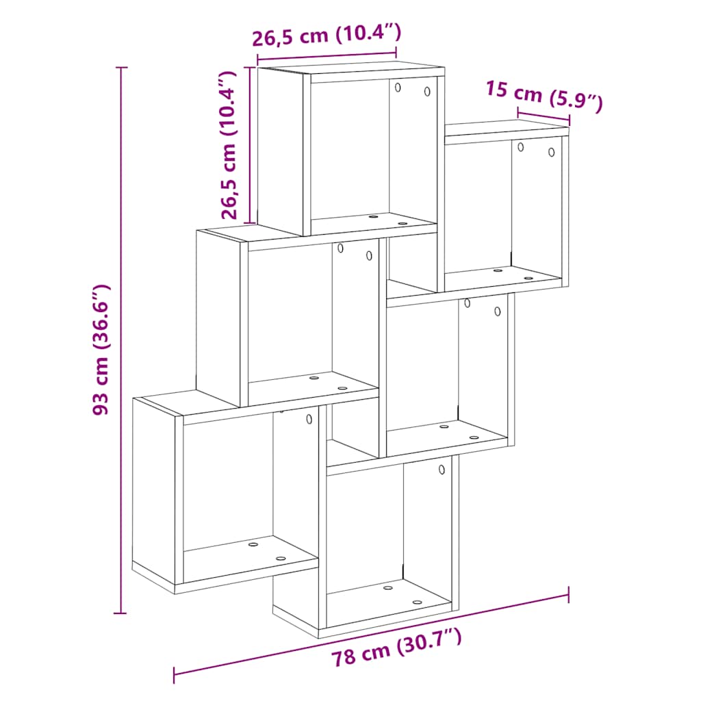 Würfelregal Weiß 78x15x93 cm Holzwerkstoff