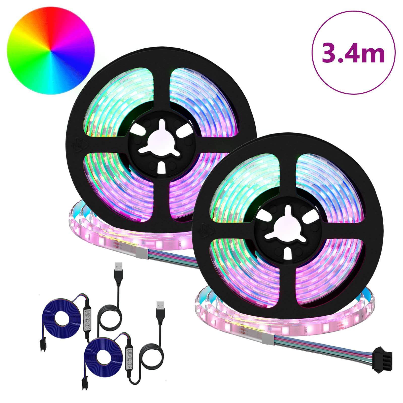 LED Streifen 2 pcs Schwarz und Transparent 3000 mm