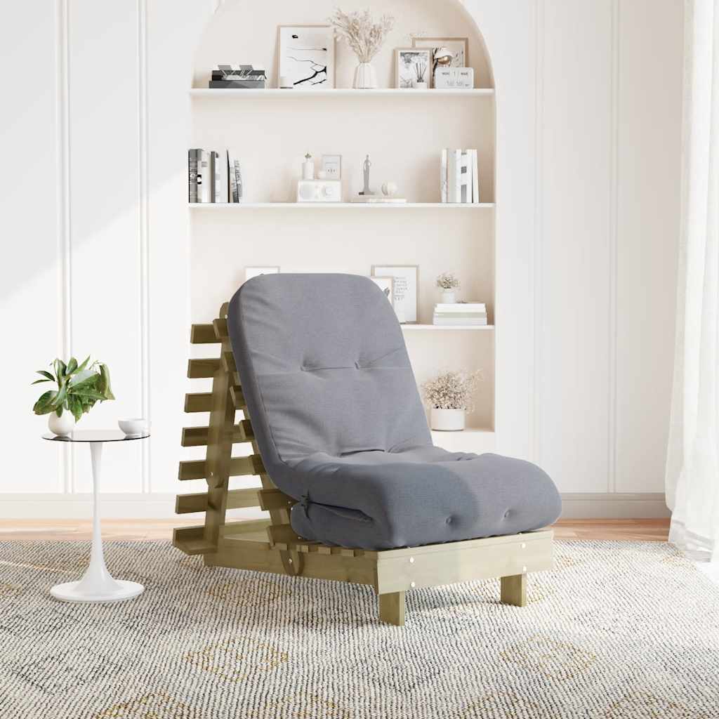 Futon Schlafsofa mit Matratze Braun 70x206x11 Massivholz Kiefer
