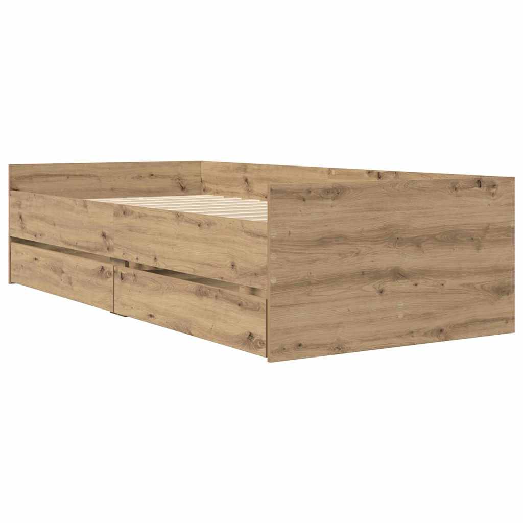 Bett mit Schubladen Braun Eiche-Optik 75x190 cm