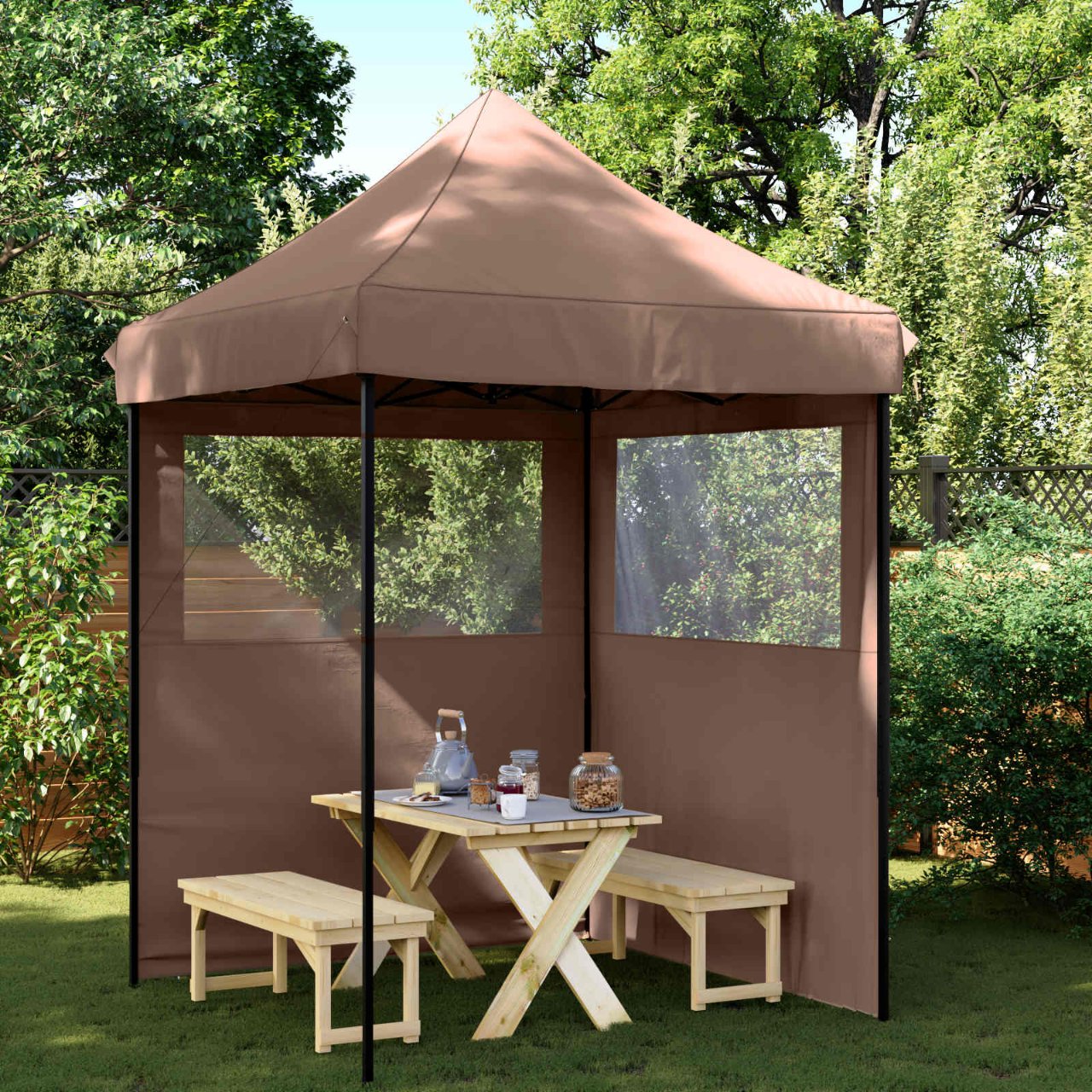 Partyzelt Faltbar Pop-Up Schwarz 200x200x306 cm