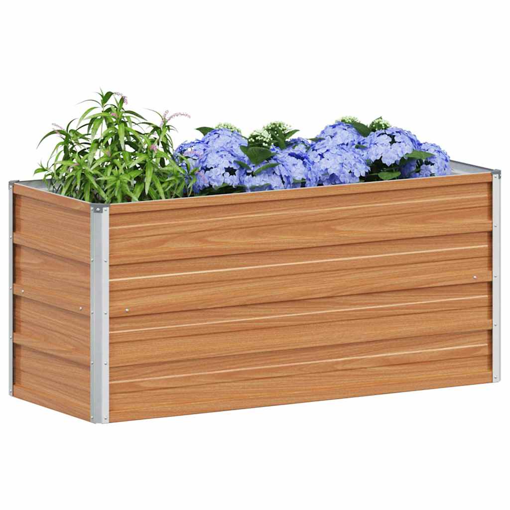 Hochbeet Hellbraun 100 x 100 x 77 cm Verzinkter Stahl