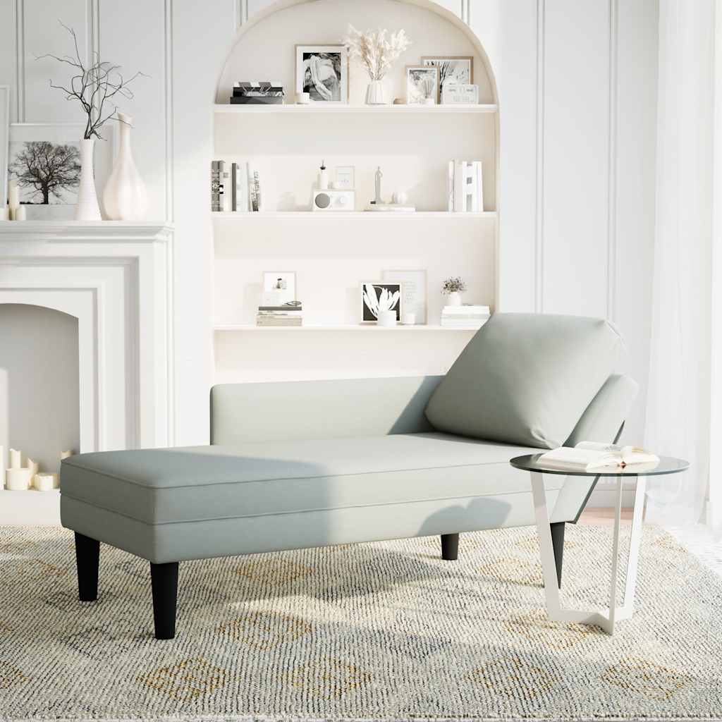 Chaiselongue mit Kissen und Rechter Armlehne Blau Samt