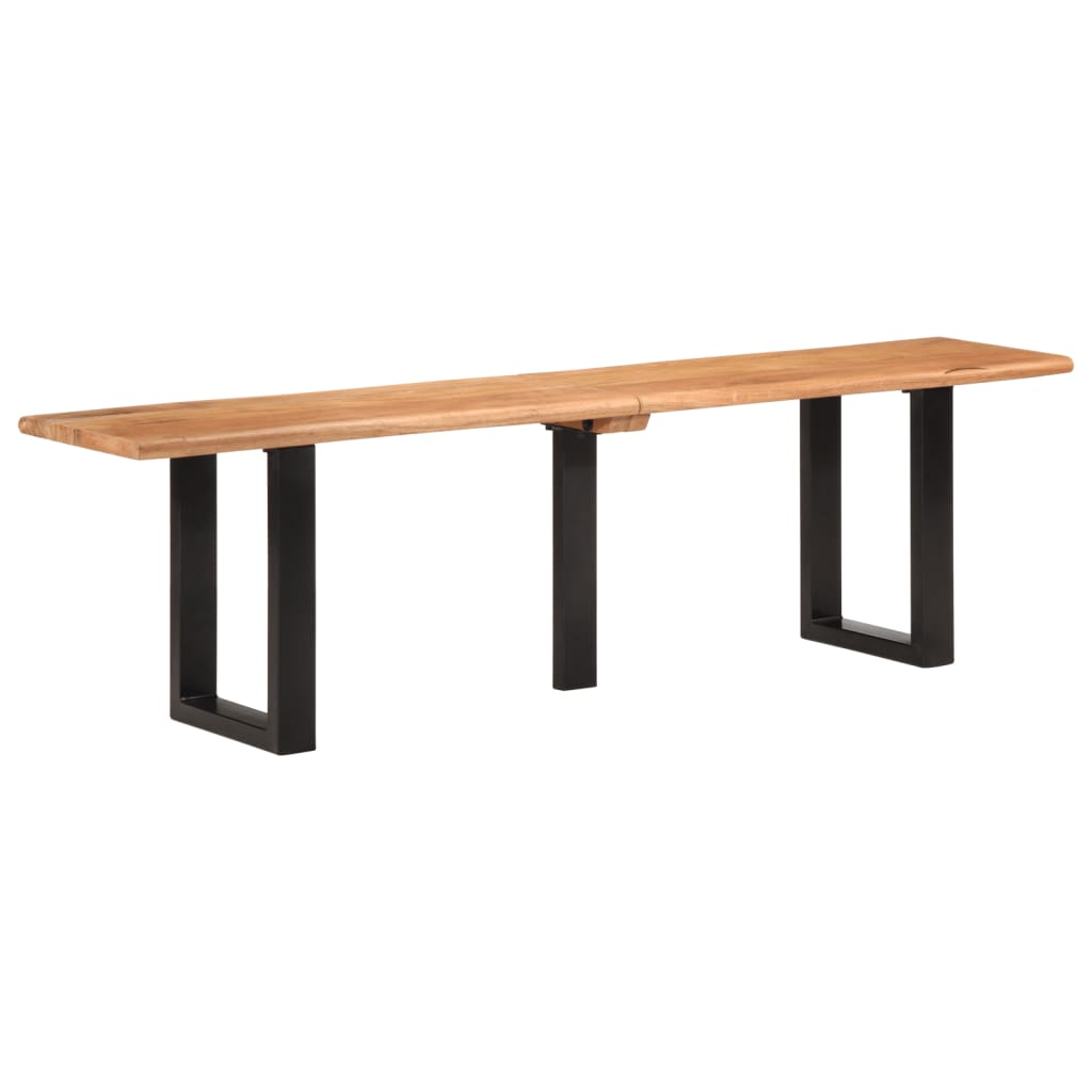 Sitzbank mit Naturkanten 110 cm Akazie Massivholz und Stahl