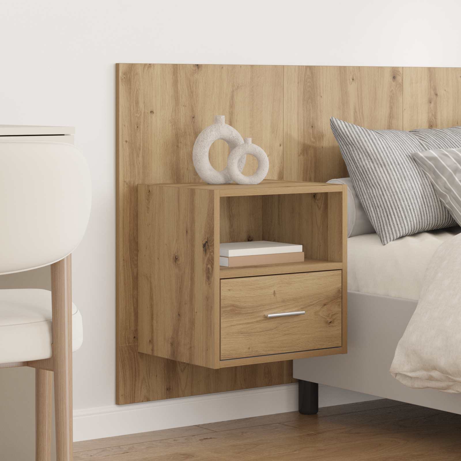 Kopfteil mit Nachttischen Weiß Holzwerkstoff