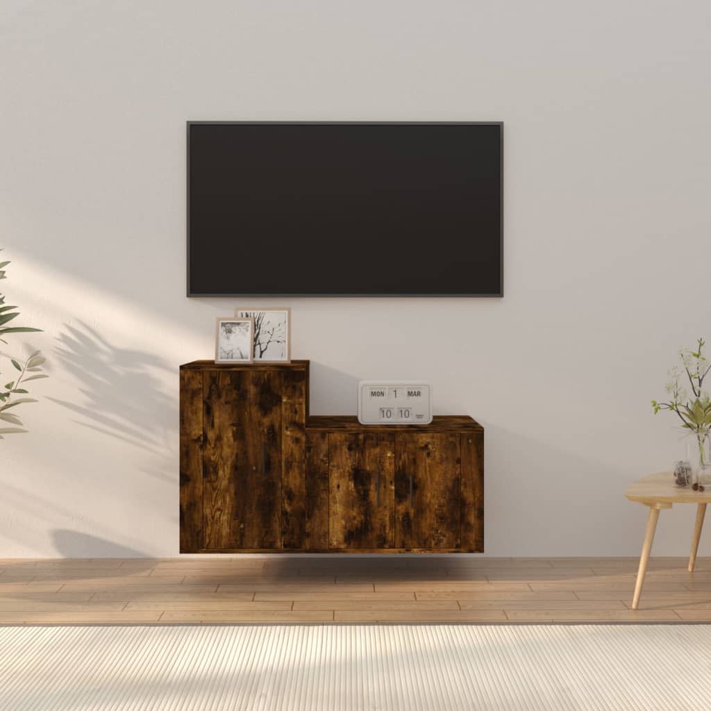 2-tlg. TV-Schrank-Set Weiß Holzwerkstoff