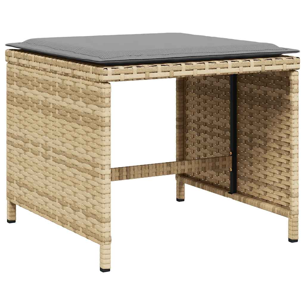 Gartenhocker mit Kissen 4 Stk. Schwarz 41x41x36 cm Poly Rattan