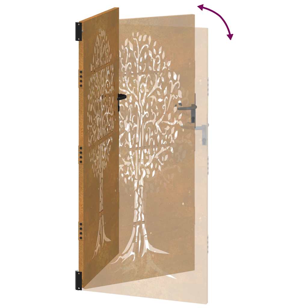 Gartentor 85x75 cm Cortenstahl Baum-Design