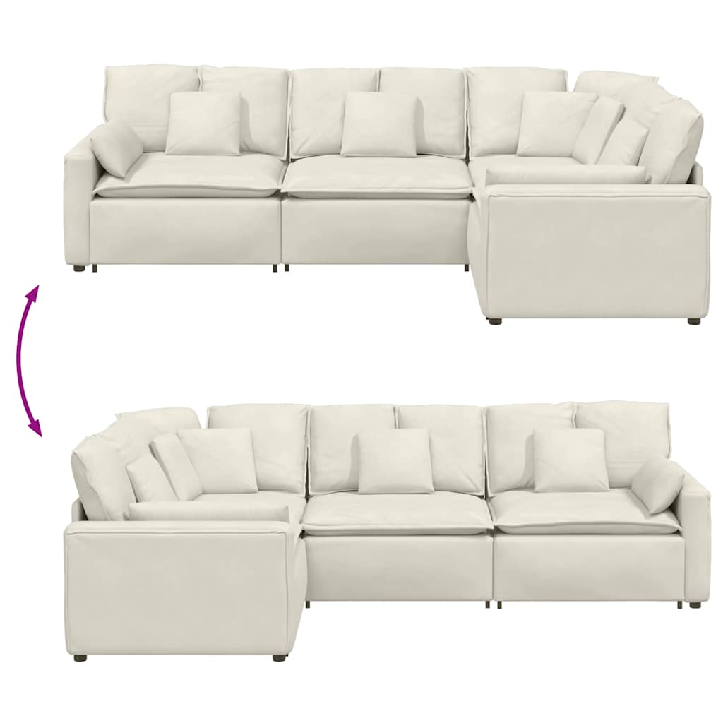 Modulares Sofa mit Kissen Samt Blau