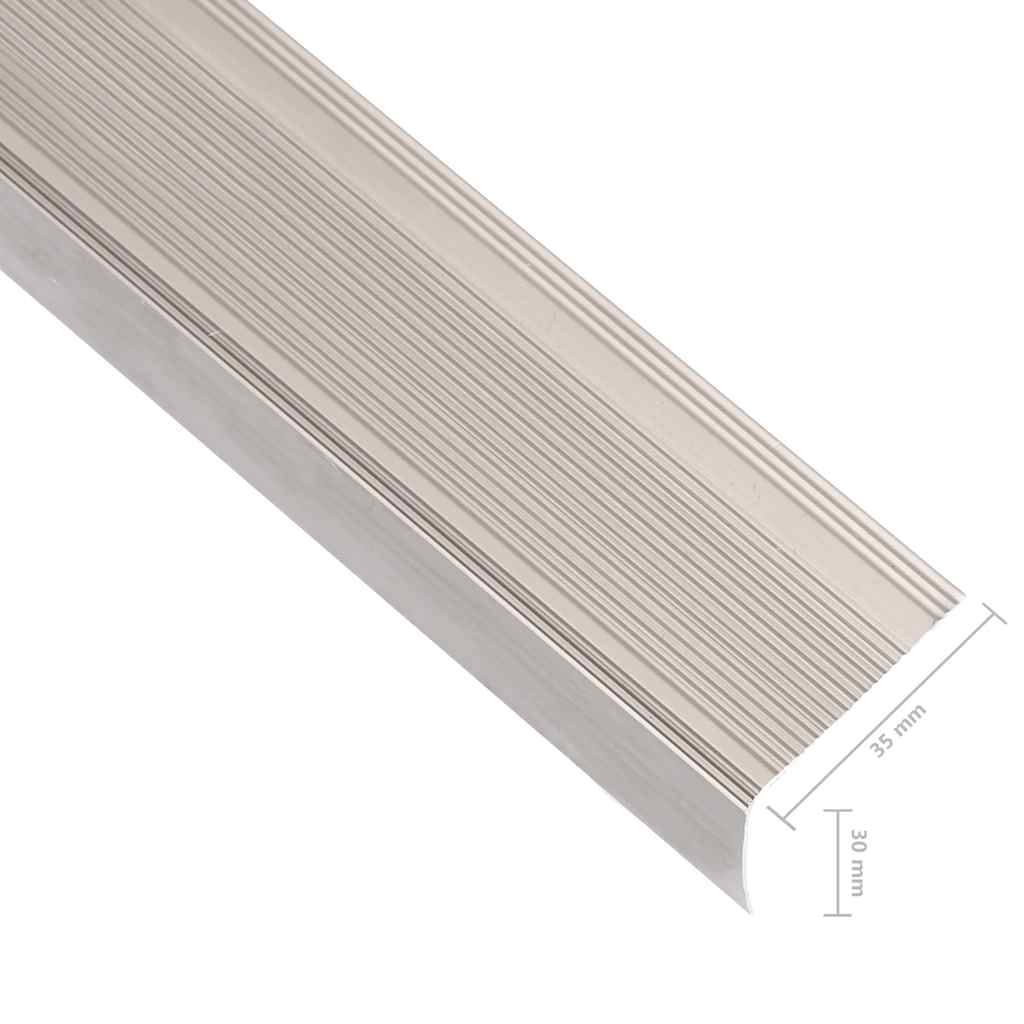 Treppenkantenprofile in L-Form 15 Stk. Aluminium 90 cm Silbern