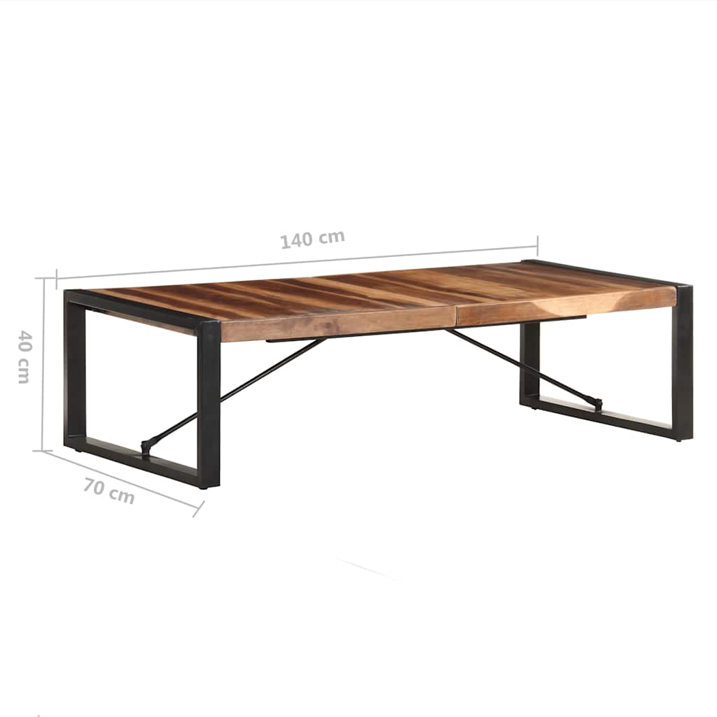 Couchtisch 140x140x40 cm Raues Mangoholz