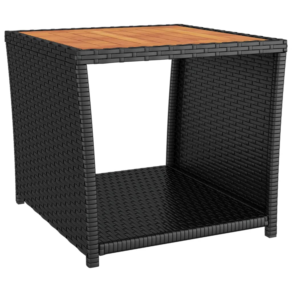 Beistelltisch mit Holzplatte Grau Poly Rattan & Akazienholz