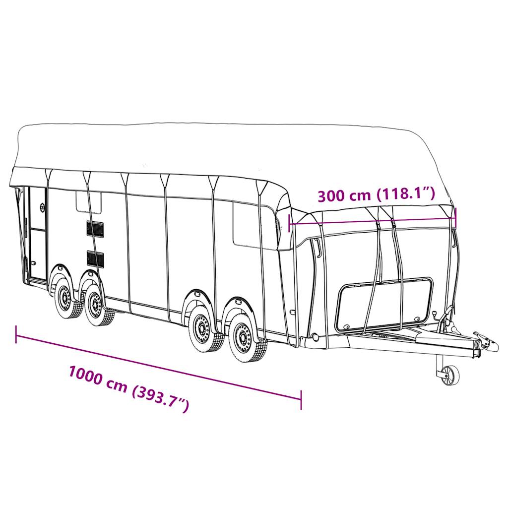 Dachplane für Wohnwagen Grau 500x300 cm Vliesstoff