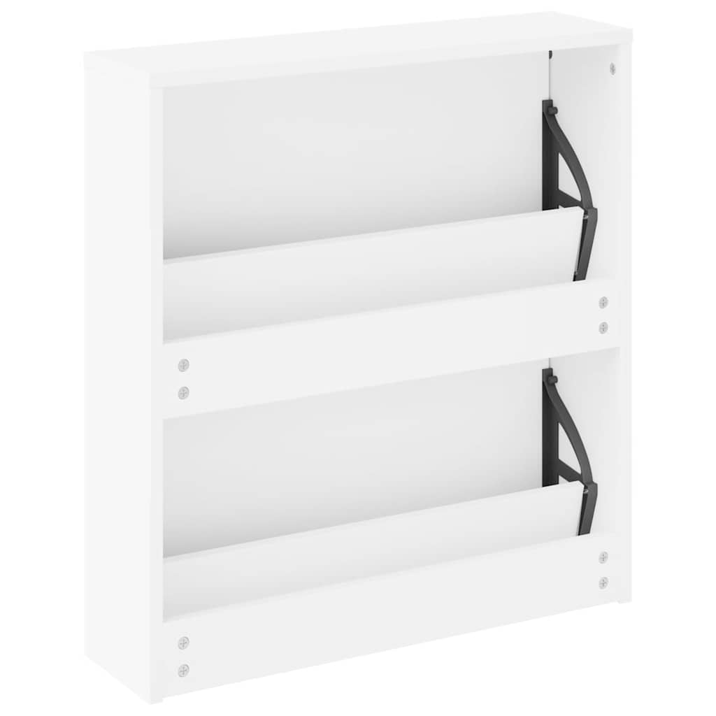 Schuhschrank mit 2 Fächern Spiegel Eiche-Optik 63x17x67 cm