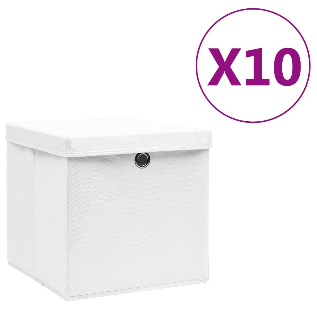 Aufbewahrungsboxen mit Deckeln 10 Stk. 28x28x28 cm Schwarz