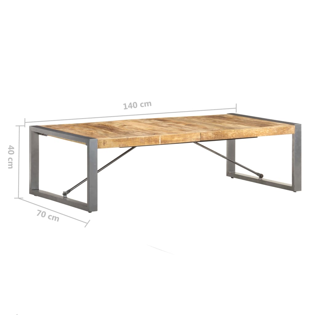 Couchtisch 140x140x40 cm Raues Mangoholz