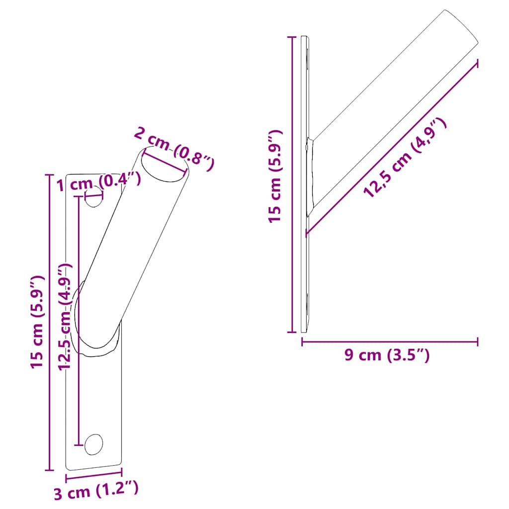 Fahnen Pole Holde Schwarz 10,5 x 7,5 x 0,25 cm Stahl