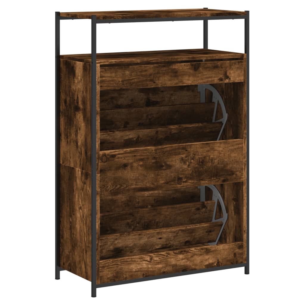 Schuhschrank mit 4 Klappen Sonoma-Eiche 100x34x112 cm