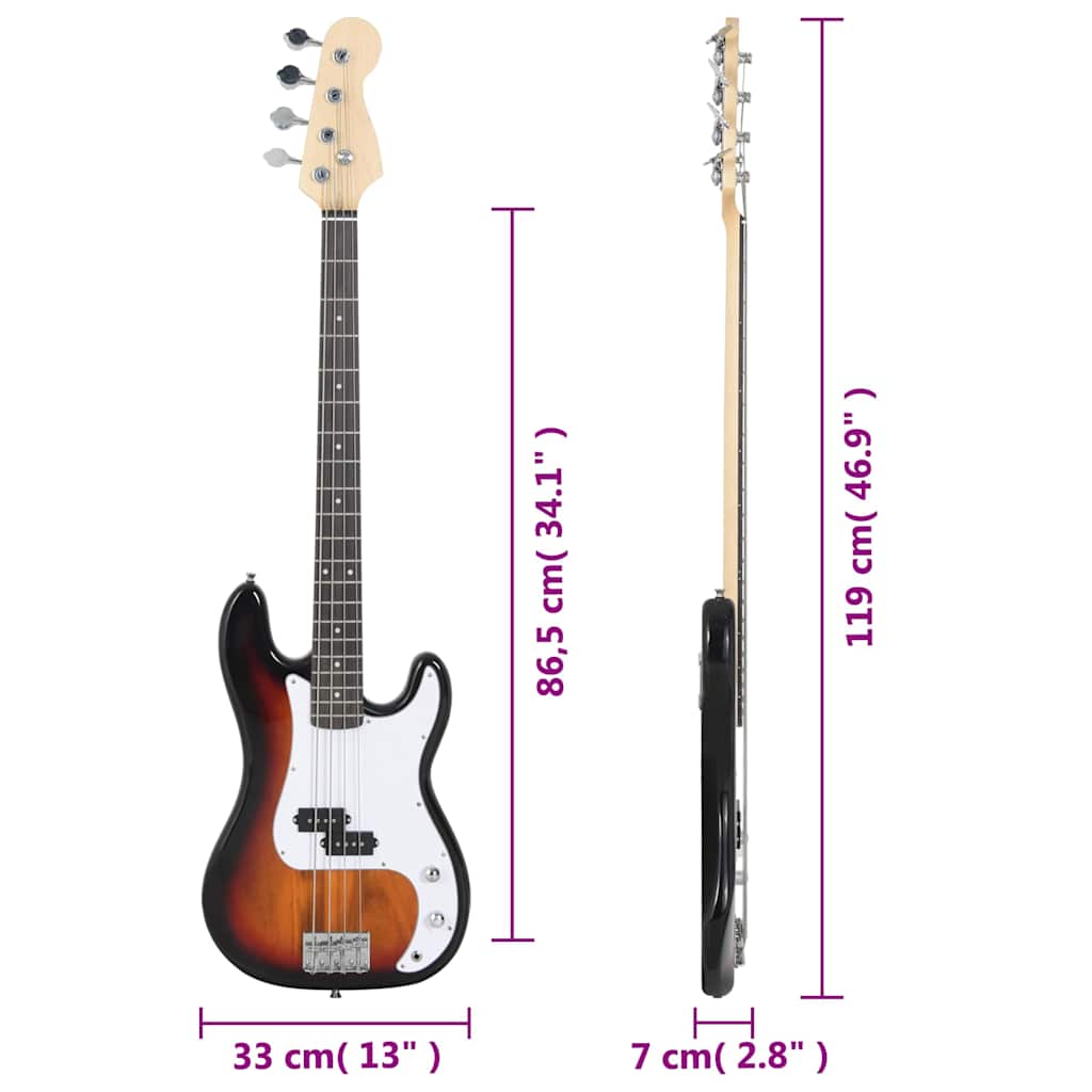 E-Bass für Anfänger mit Tasche Schwarz 4/4 46