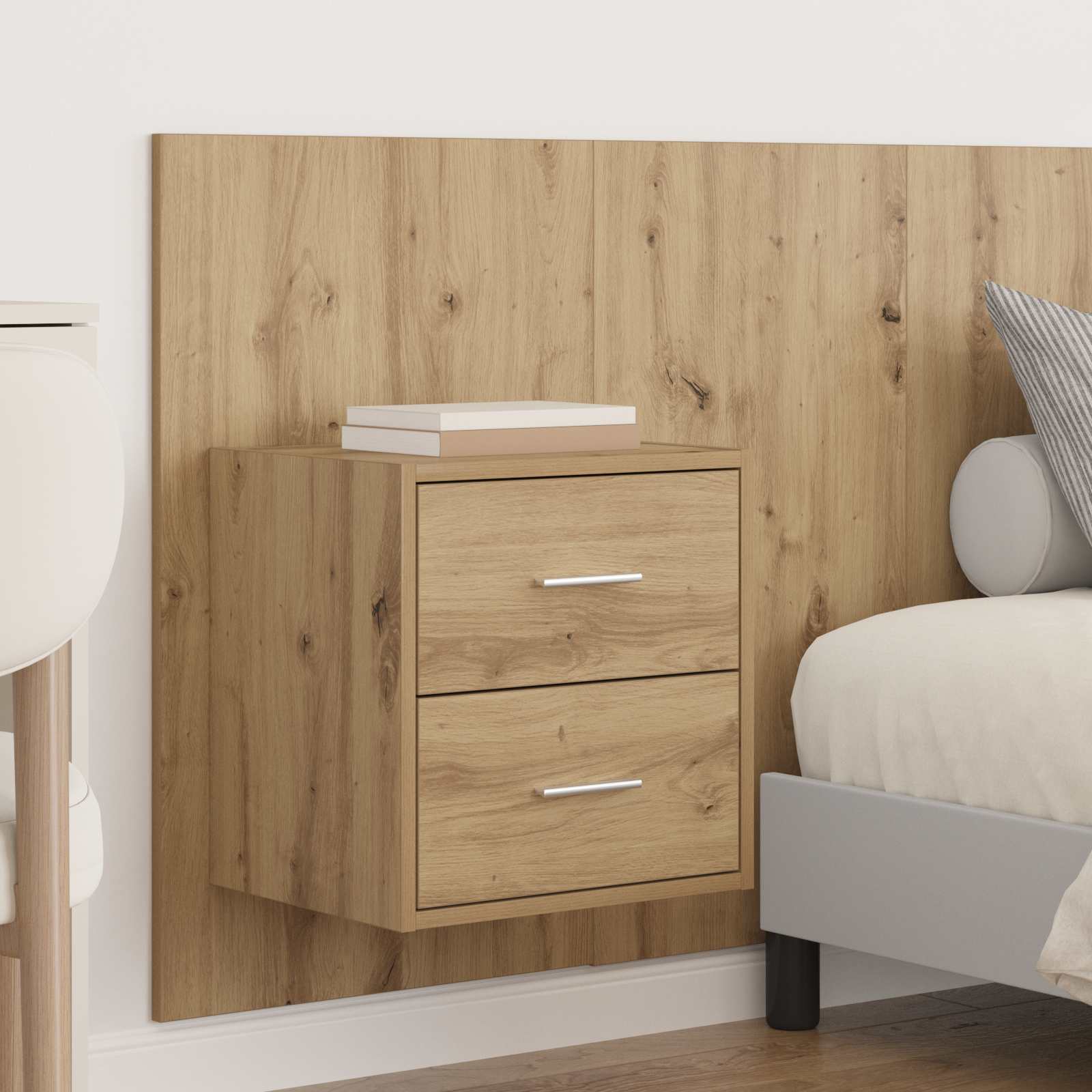 Kopfteil mit Nachttischen Weiß Holzwerkstoff