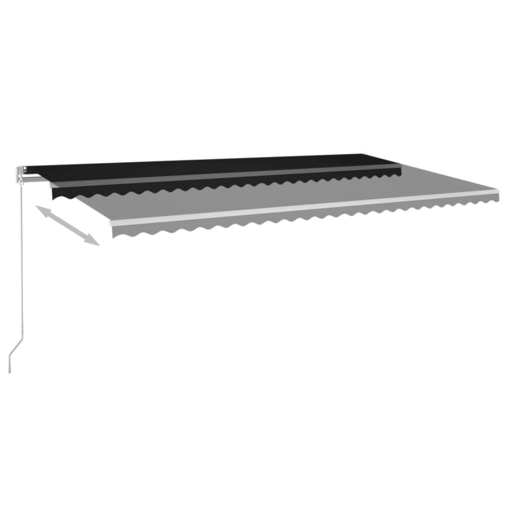 Markise Manuell Einziehbar mit LED 300x250 cm Blau und Weiß