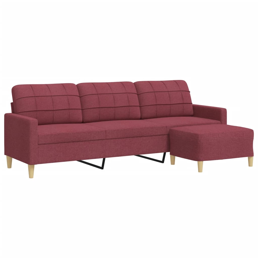 3-Sitzer-Sofa mit Hocker Taupe 180 cm Stoff